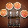 4-Etched w/EGA cocktail glasses, 4-50packs of coasters. Thanks Ron "Rocky" Beicht.